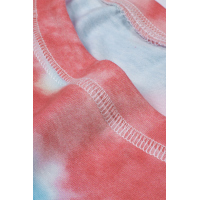 Red Raglan Sleeves Tie Dyed Tee