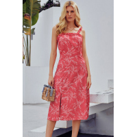 Red Botanical Print Dress