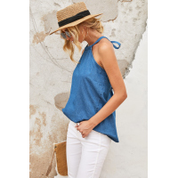 Sky Blue Halter Neck Denim Tank Top