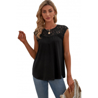 Black Sleeveless Top with Lace Detail