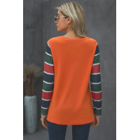 Sequin Splicing Colorful Stripes Long Sleeve Top