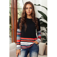 Colorful Striped Splicing Long Sleeve Top