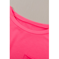 Rose Pocketed Tee with Side Slits