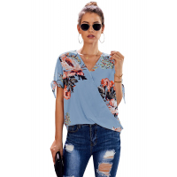 Sky Blue Floral Twist Top