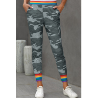 Rainbow Stripe Gray Camo Casual Pants