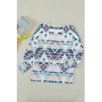 Multicolor Rustic Tribal Front Pocket Long Sleeve Top