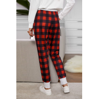 Red Plaid Drawstring Joggers