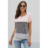 Pink Color Block Twist Tee