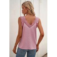 Pink Eyelash V Neck Cami Tank Top