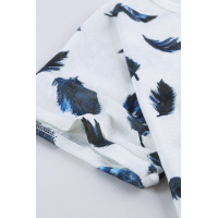 White Feather Print Short Sleeve Tee