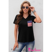 USA Flag Print T-shirt