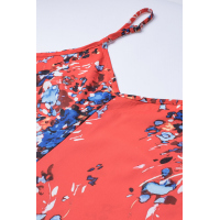 Orange Floral Pattern Buttoned Slip Cami Dress