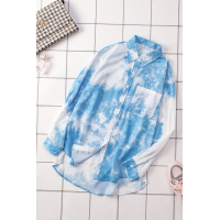 Blue Whirlwind Tie Dye Button Shirt with Pocket