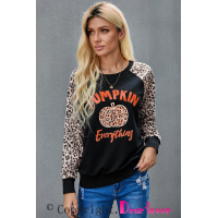 Leopard Pumpkin Print Long Sleeve Blouse