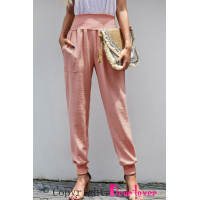 Pink Pocketed Casual Joggers