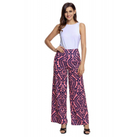 Damask Print Pink Palazzo Pants