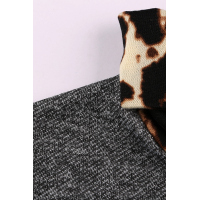 Charcoal Leopard Cowl Scarf and Cuff Cotton Mini Dress