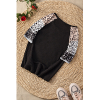 Leopard Chic Dotty Sleeve Black Top