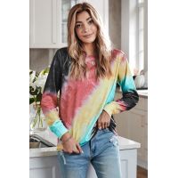 Ombre Red Tie-dye Long Sleeve Top