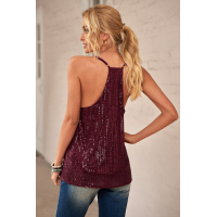 Red Sequin Racerback Tank