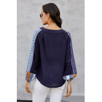 Blue Always Moving Forward Multi Print Sleeve Top