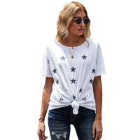 White Star Print Short Sleeve T-shirt 