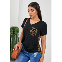 Leopard Printed Splicing T-Shirt