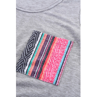 Gray Casual Women Tank Top with Multicolor Pocket