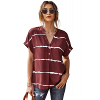 Red Striped Folded Short Sleeve Shirt