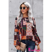 Multicolor Bohemian Floral Print Patchwork Top