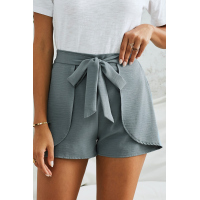 Green Plain Drawstring Waist Fashion Shorts