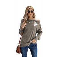 Khaki Ribbed Zip Knit Top