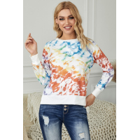 High Low Hem Tie-dye Print Top with Slits