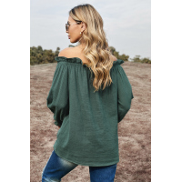 Green Off-the-shoulder Ruffle Top