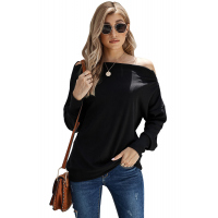 Black Ribbed Zip Knit Top