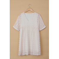 White Fever Pitch Pom Babydoll Tunic Dress