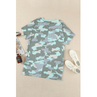 Camo Print Pocketed T-shirt Mini Dress