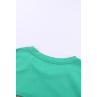 Tie-dye Buckstitch Green Color-block T-shirt