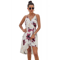 White Floral Print Boho Dress