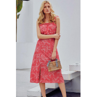 Red Botanical Print Dress