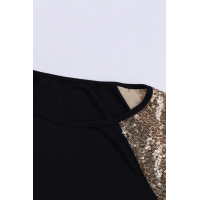 Black Sequin Shoulder Long Sleeve Top