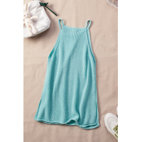 Sky Blue Keyhole Knit Tank Top