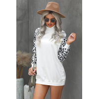 Turtleneck Leopard Print Mini Dress