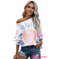 Pink Tie Dye Pullover Long Sleeve Top