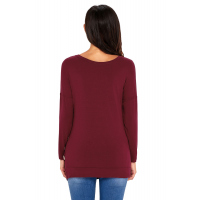 Claret Buttoned Side Long Sleeve Spring Autumn Womens Top