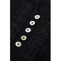 Black Crochet Eyelet Short Sleeves Top