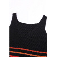 Multicolor Stripes Black Knit Tank Top