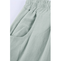 Gray Linen Pocketed Elastic Waistband Joggers