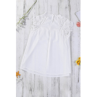 White Crochet Lace Trim Splicing Casual Blouse