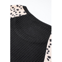 Leopard Chic Dotty Sleeve Black Top